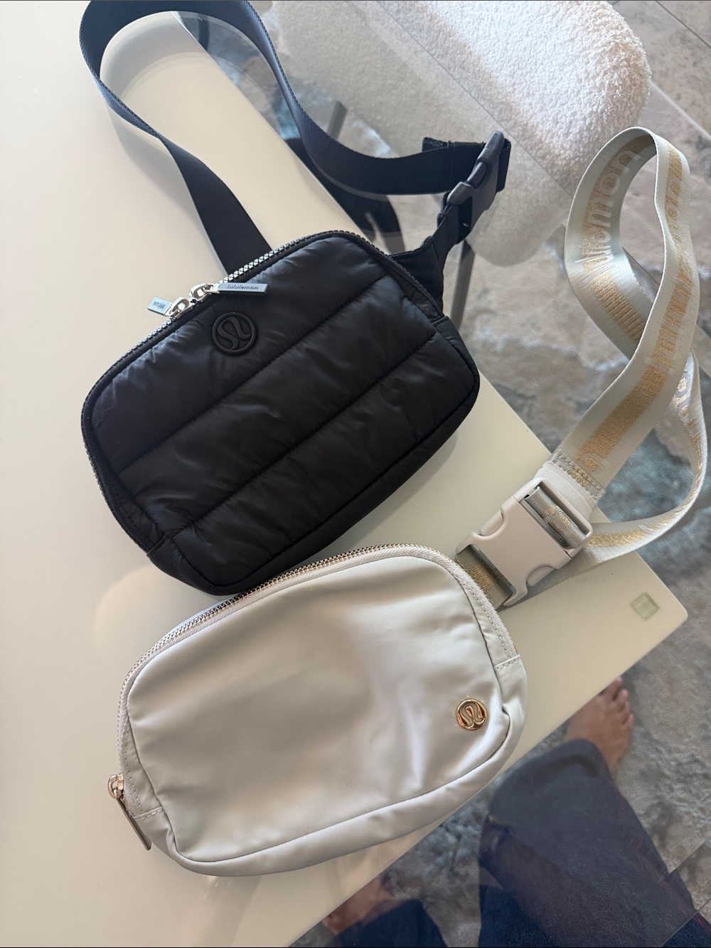 TWO lululemon athletica Crossbody Belt Bags - black and white
